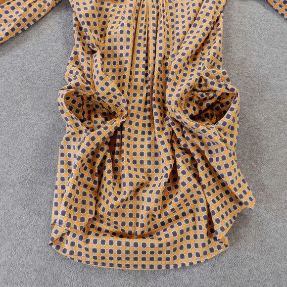 Autre Ton Midi Dress Medium Orange Purple Geometric Pattern Print Pockets Cotton - Picture 8 of 10